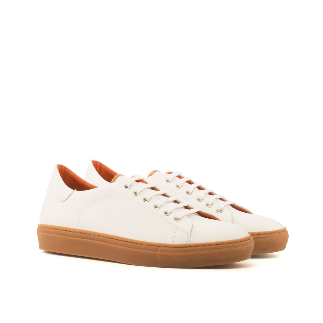 TRAINER - WHITE LEATHER BROWN SOLE Front