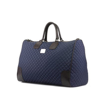 Load image into Gallery viewer, Weekender Bag - Quilted Blue &amp; Dark Brown Leather
