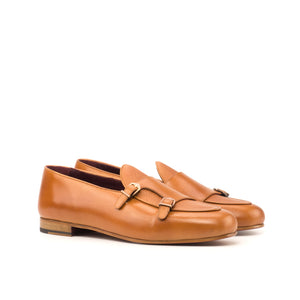 Monk Slipper - Tan Calf Leather and Cognac Pebble Grain