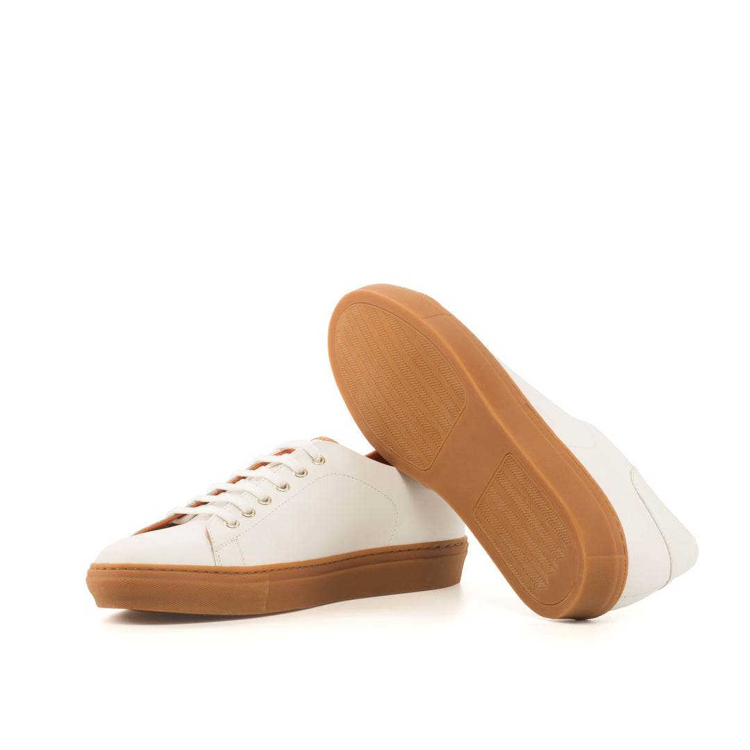 TRAINER - WHITE LEATHER BROWN SOLE Side
