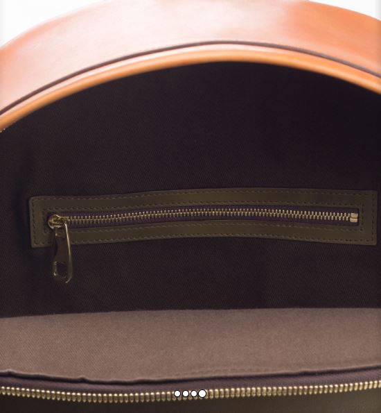 Fassona Handmade Backpack - Olive & Cognac Interior